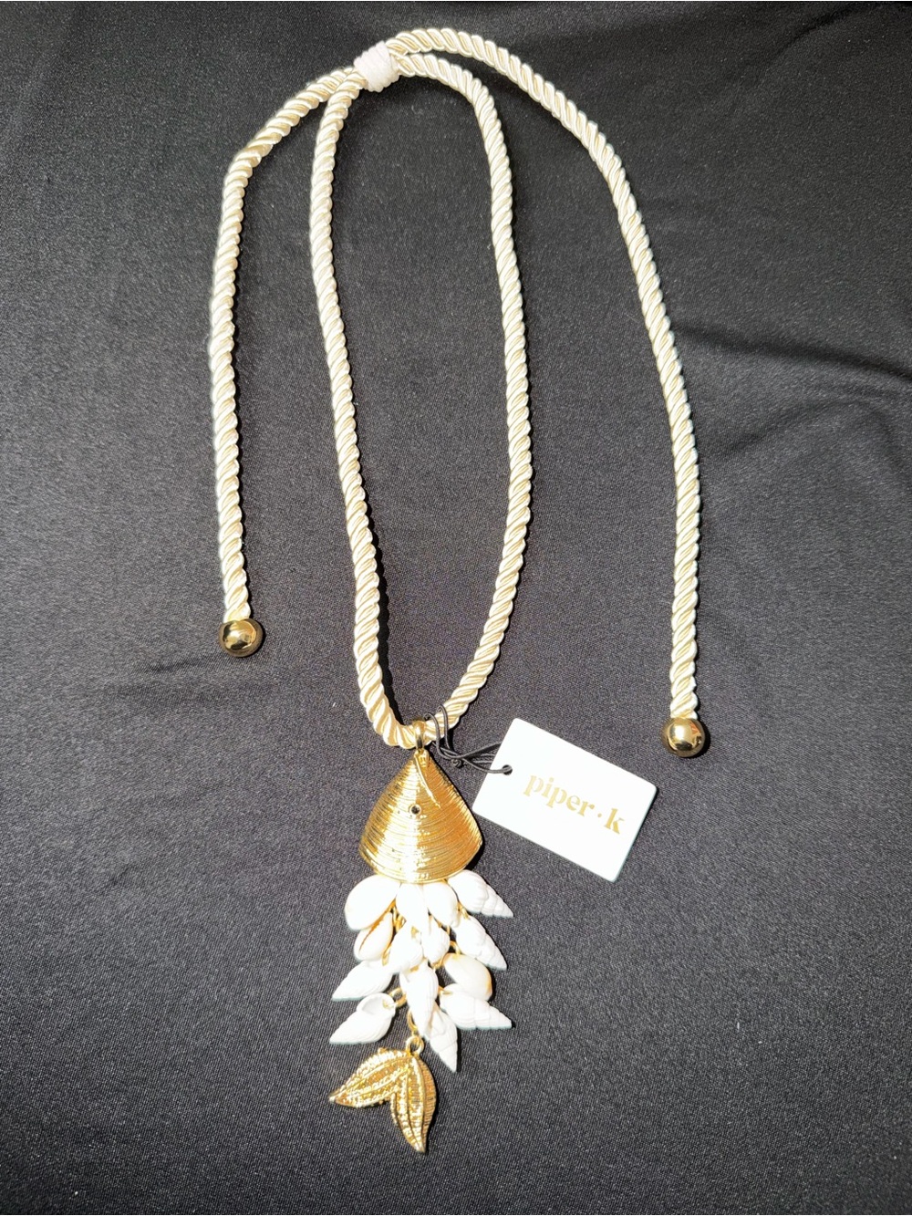 Piper Gold-Tone Shell Pendant Necklace with White Shell Accents